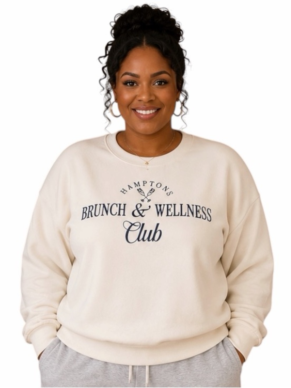 NWT Modern Lux XXL Cream Hamptons Casual Preppy Crewneck Sweatshirt